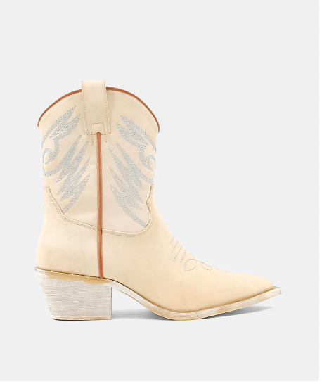 Zahara Western Boot Cream with Blue Stitching 7