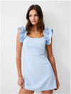 Whisper Ruffle Shoulder Dress - Blue