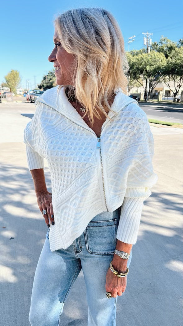Winter White Asymmetrical Sweater