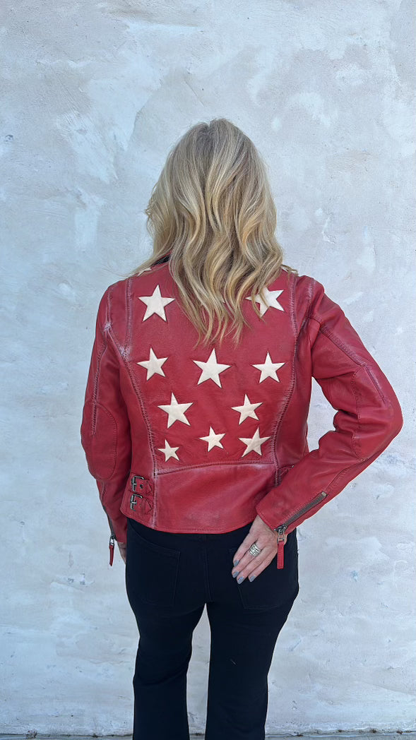 Christy Moto Jacket-Red