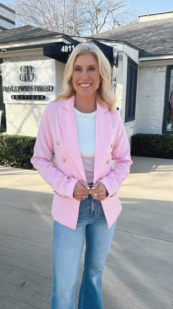 Pink Double Breasted Blazer