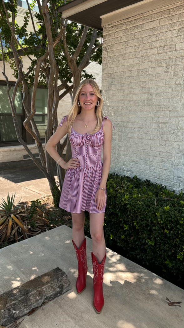 Red Stripe Bustier Dress