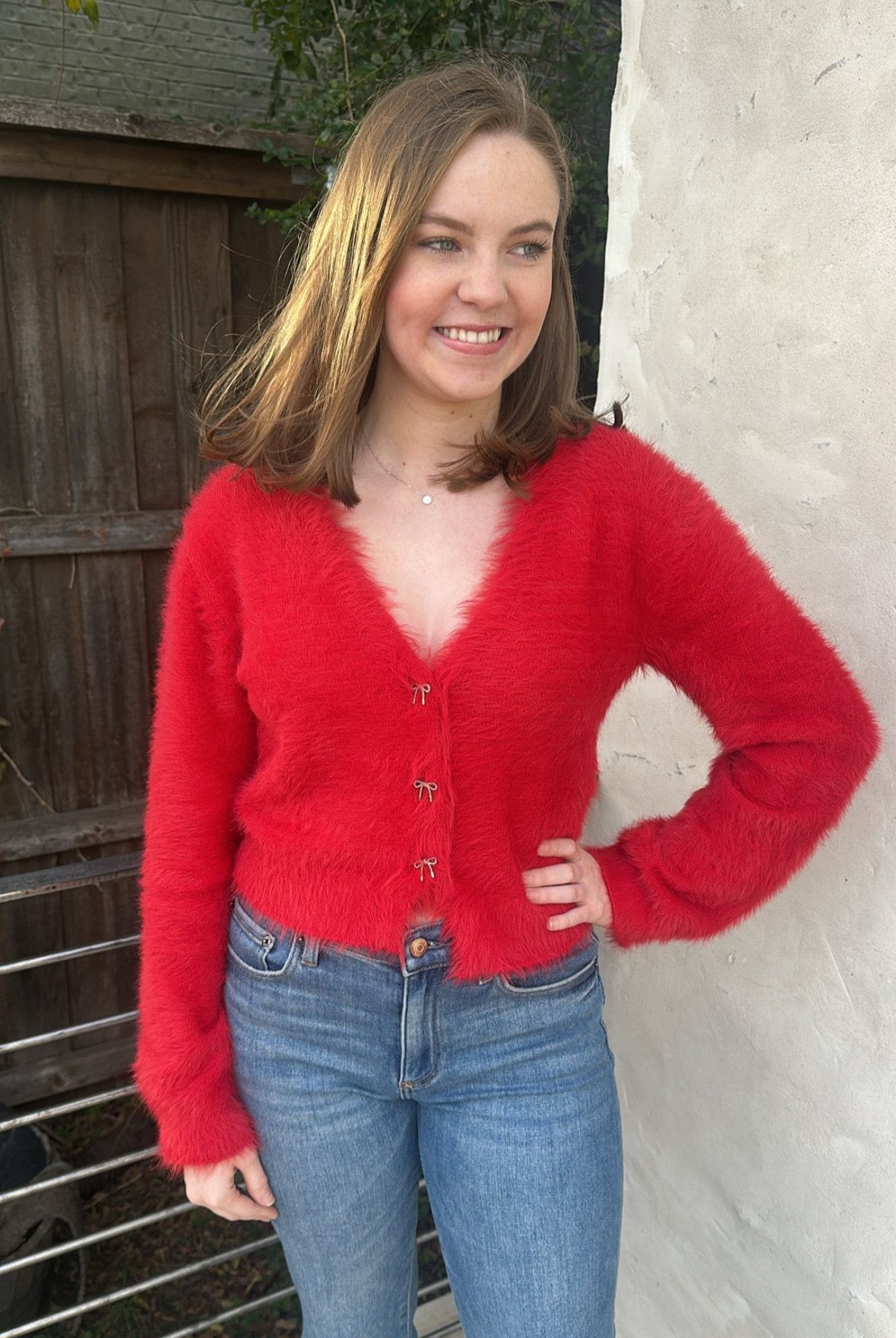 Angora Cardigan-Red