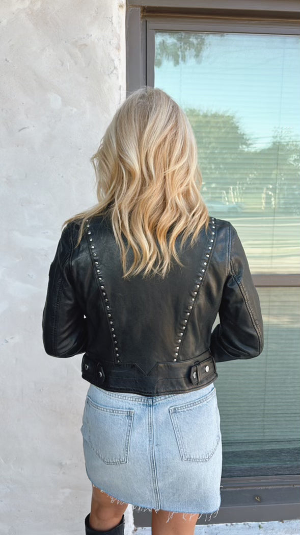 Maryn Rf Leather Jacket-Black