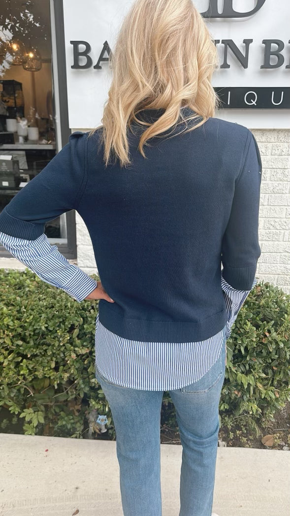 Navy Stripe Layered Sweater