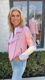Short Sleeve Moto Jacket - Pink