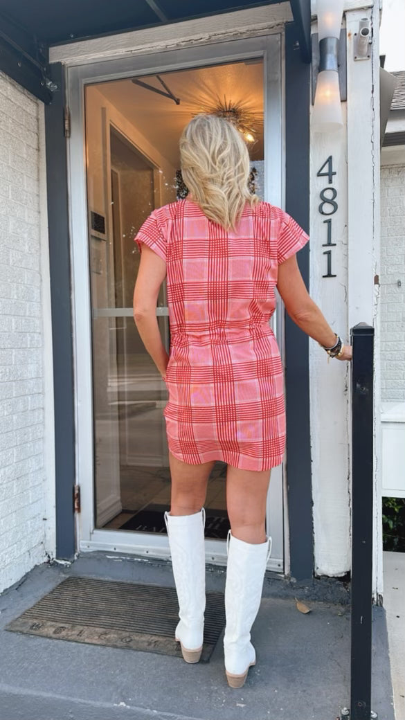 Track Dress - Red Plaid