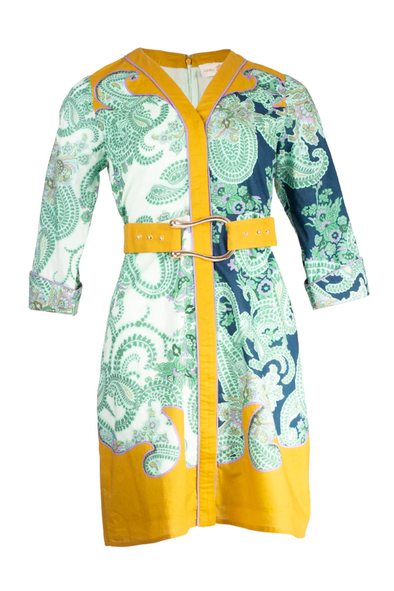 Poppy Dress - Aqua Paisley