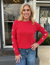 Heart Cut Out Sweater -Red