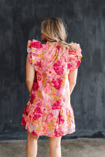 Pink Brocade Mini Dress