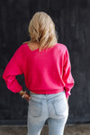 Favorite Off The Shoulder Sweater - Fuchsia