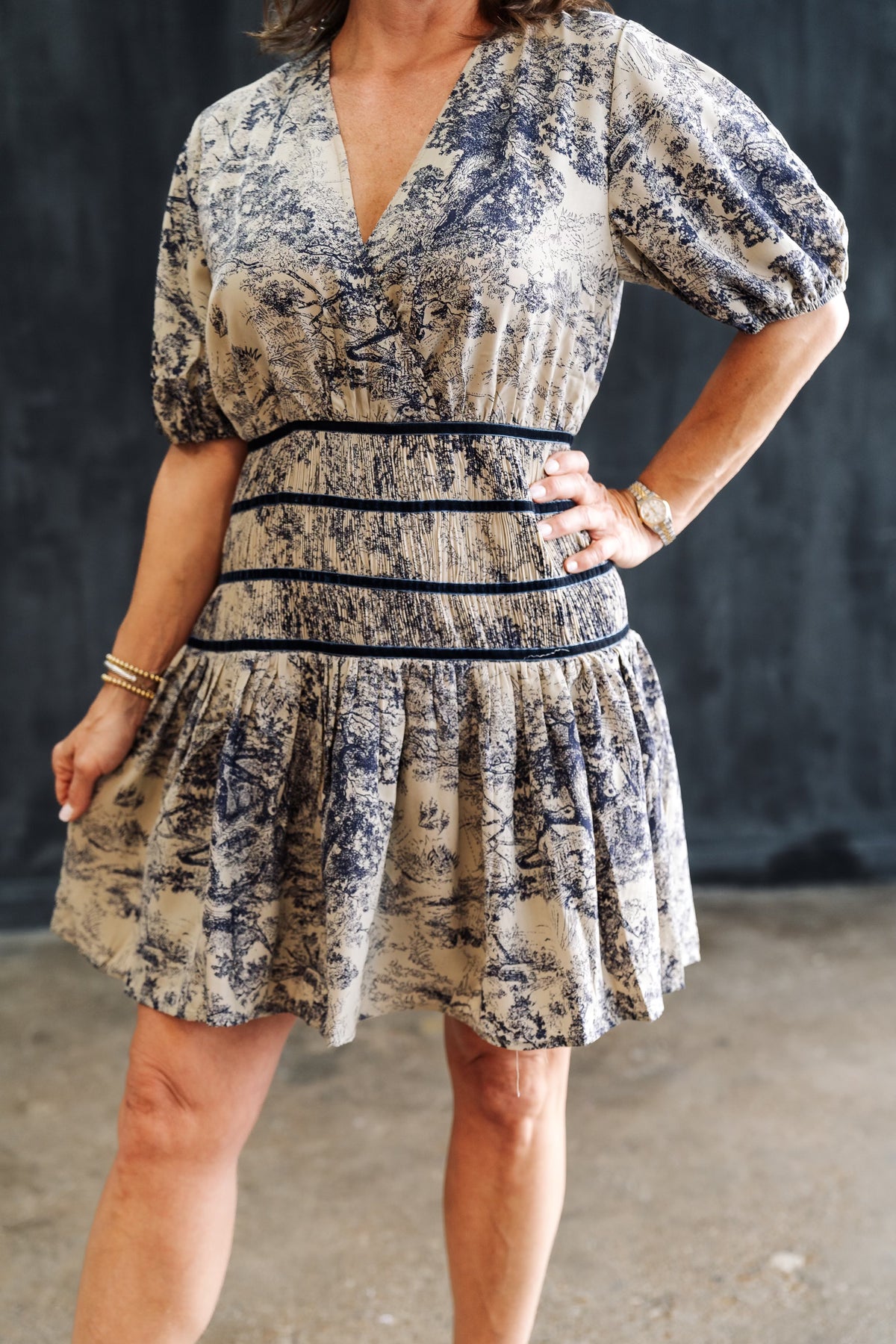 Navy Toile Dress