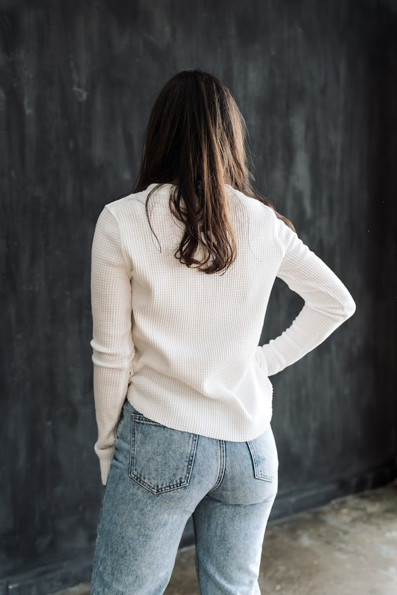 Henley Waffle Knit Top