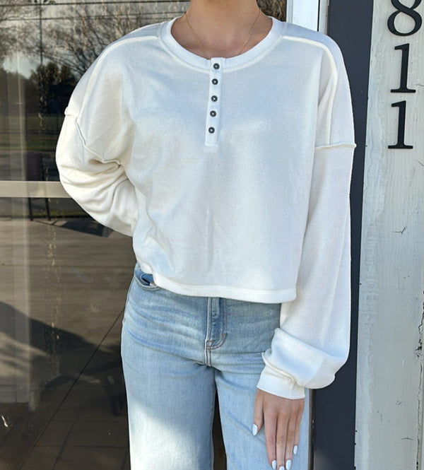 Marshmallow Henley Pullover