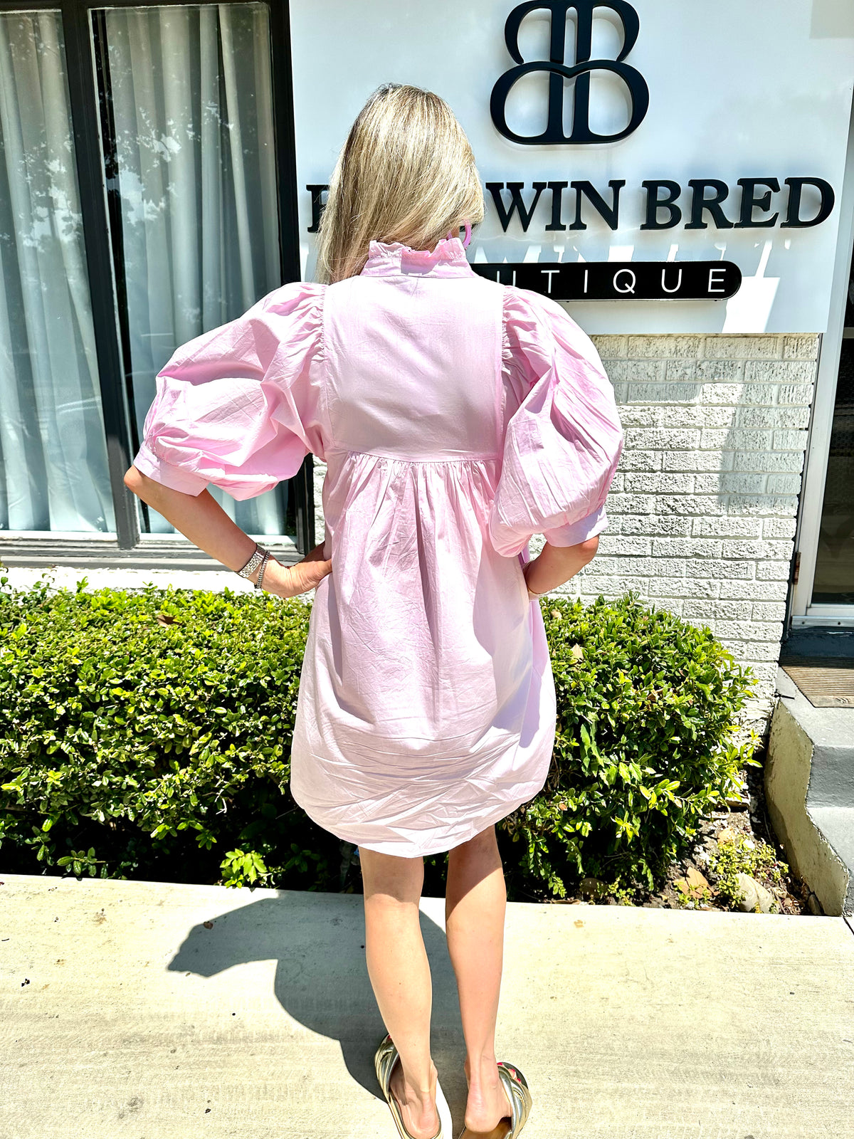 High Neck Dress - Peony Pink