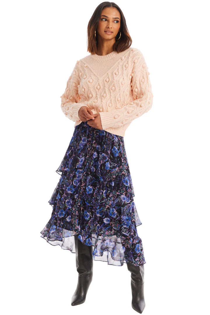 Ella Midi Skirt-Fall Florals