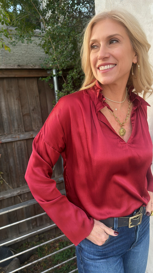 Vicki Top - Burgundy Silk