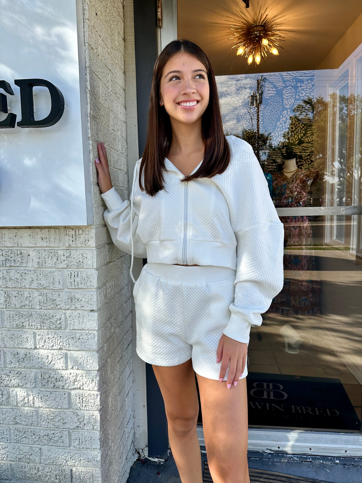 Ivory Textured Short Set