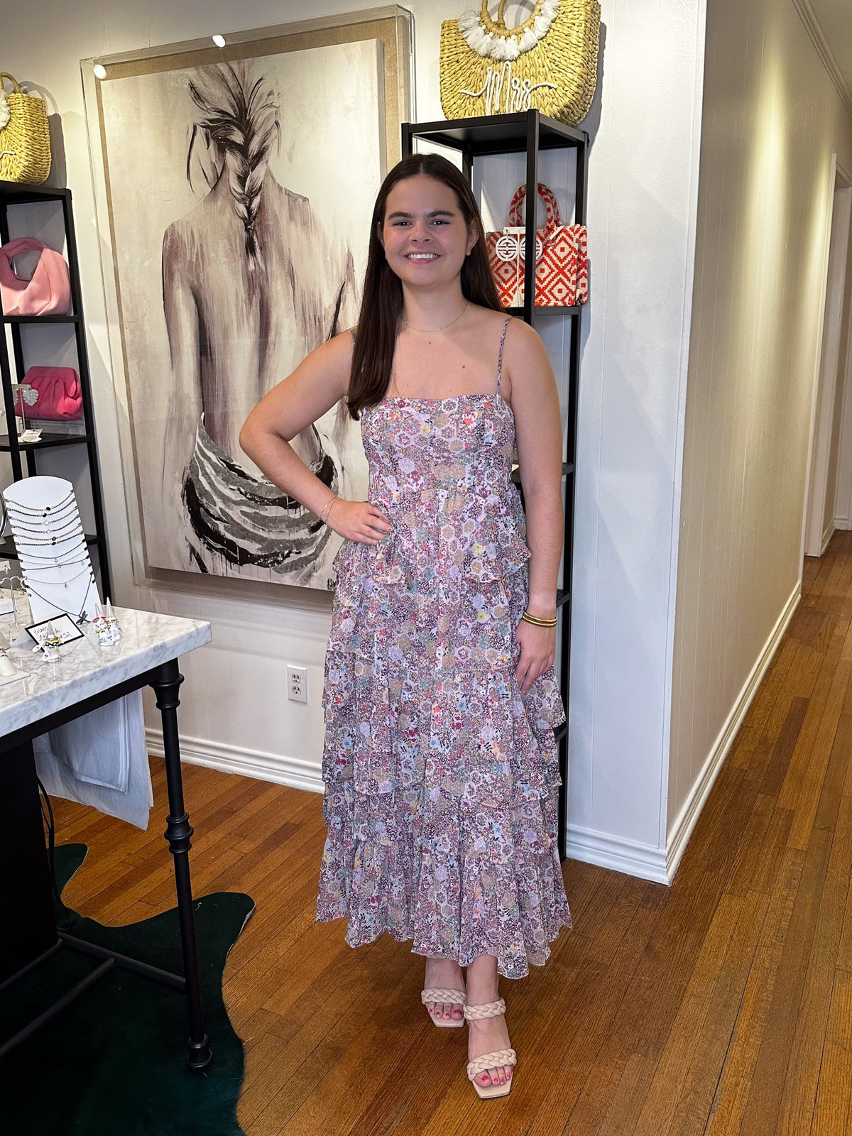 Lilac Floral Midi Dress