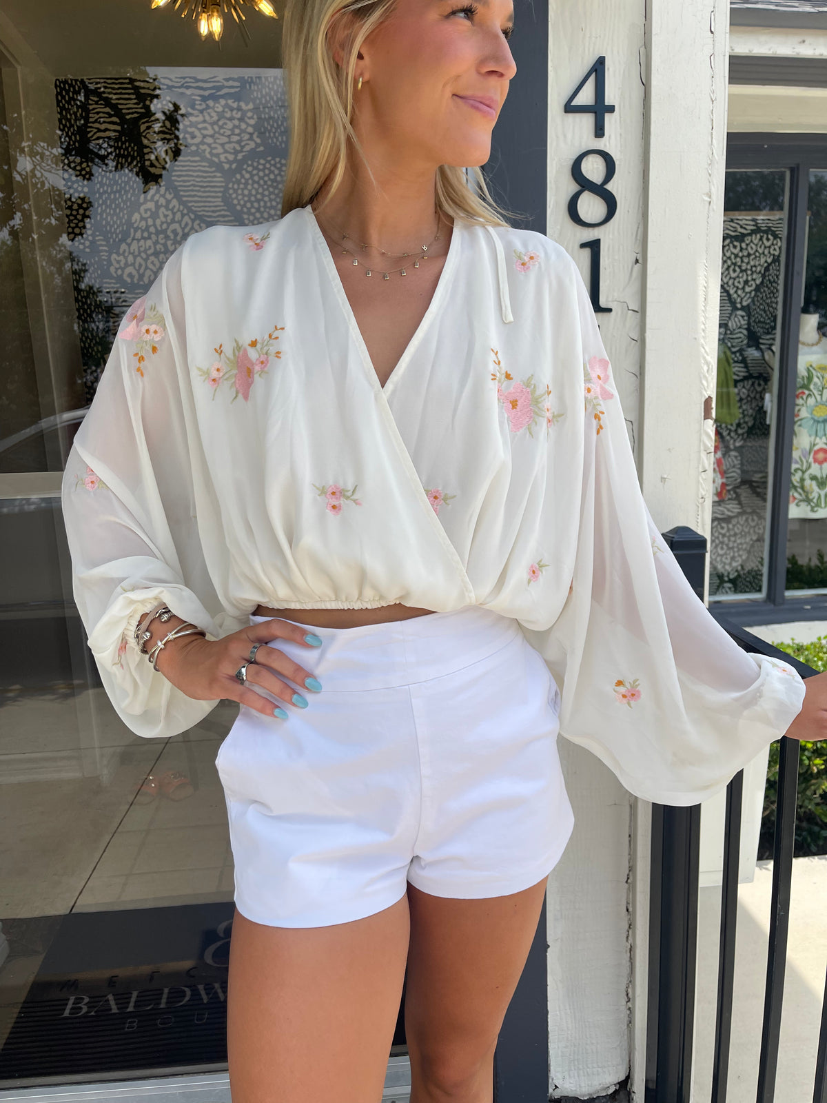 Cream Embroidered Top