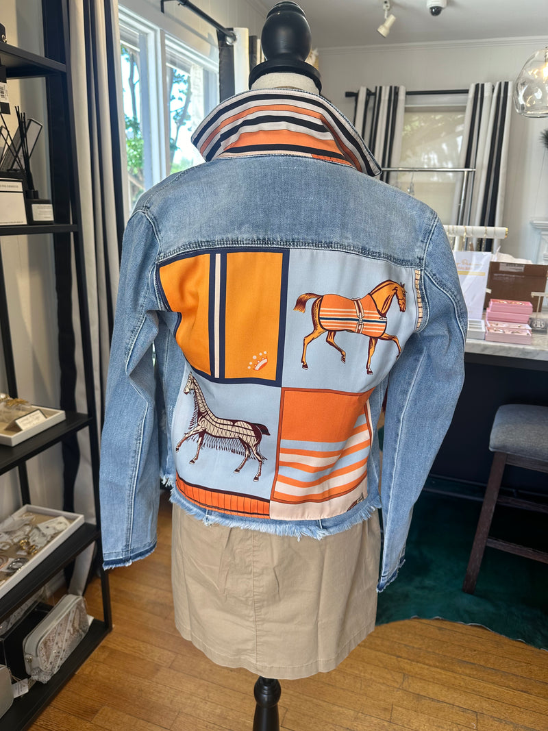 The Light Denim Jacket - Light Blue Orange Horse