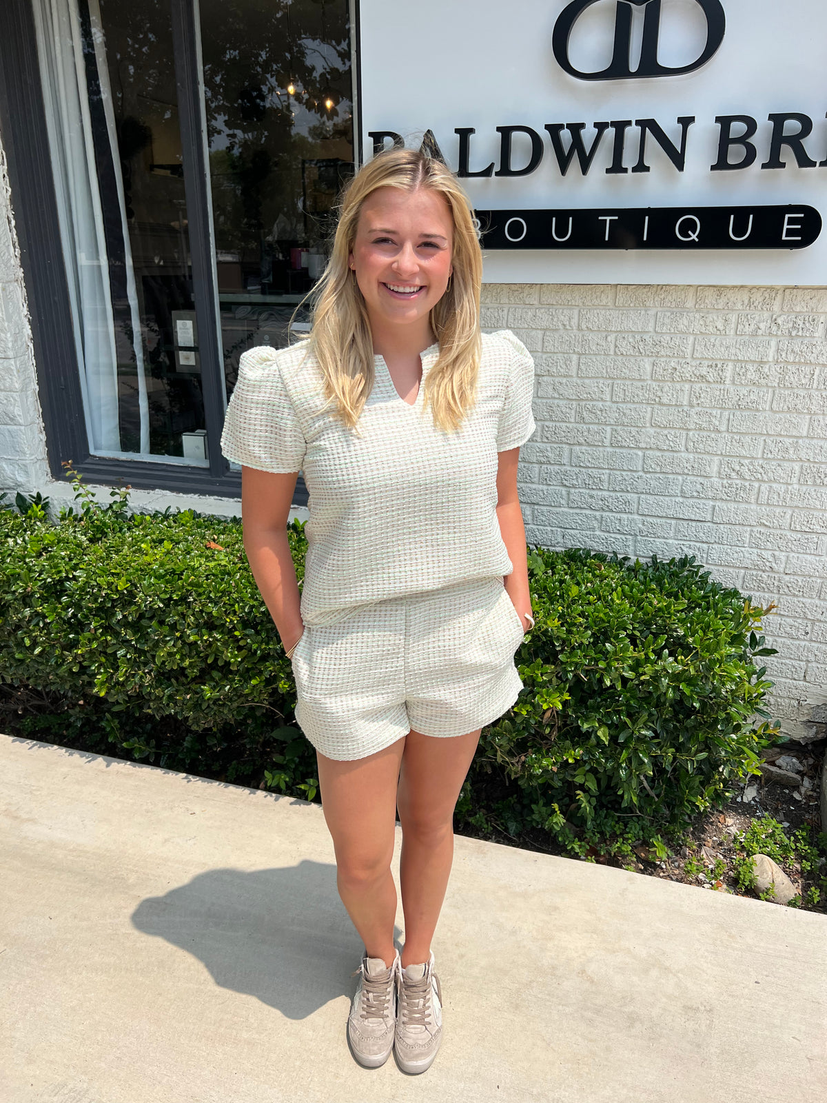 Mint Tweed Top