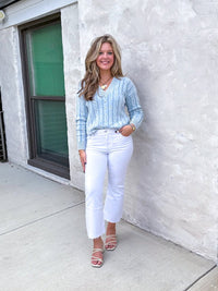 Chambray Cable Knit Sweater