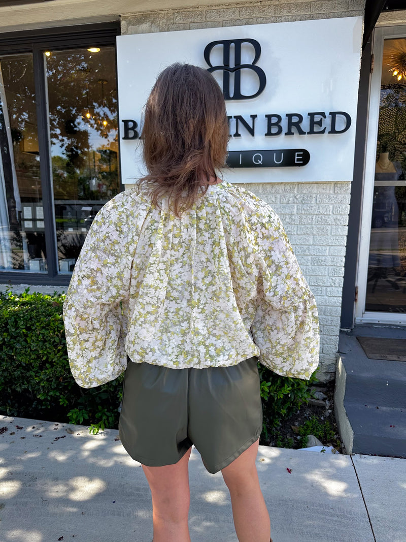 Maude Bubble Hem Top - Olive