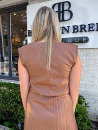 Simone Vegan Leather Top - Latte