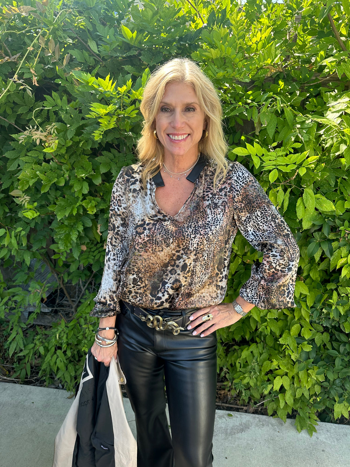 Leopard Surplice Top