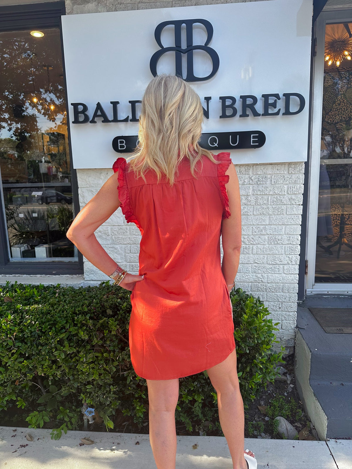 Ruffly Dress - Burnt Orange