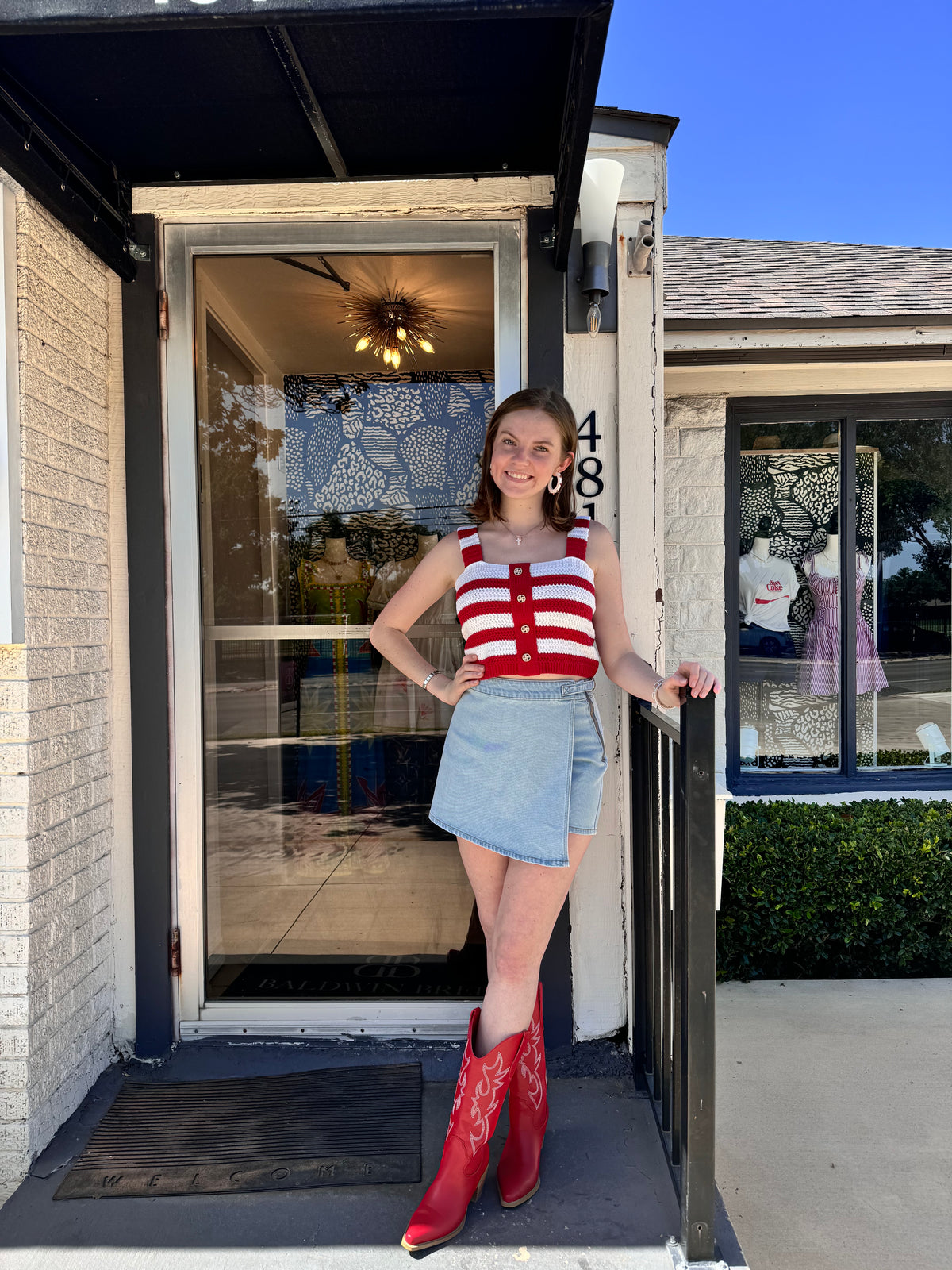 Coastal Knit Crop Top - Red