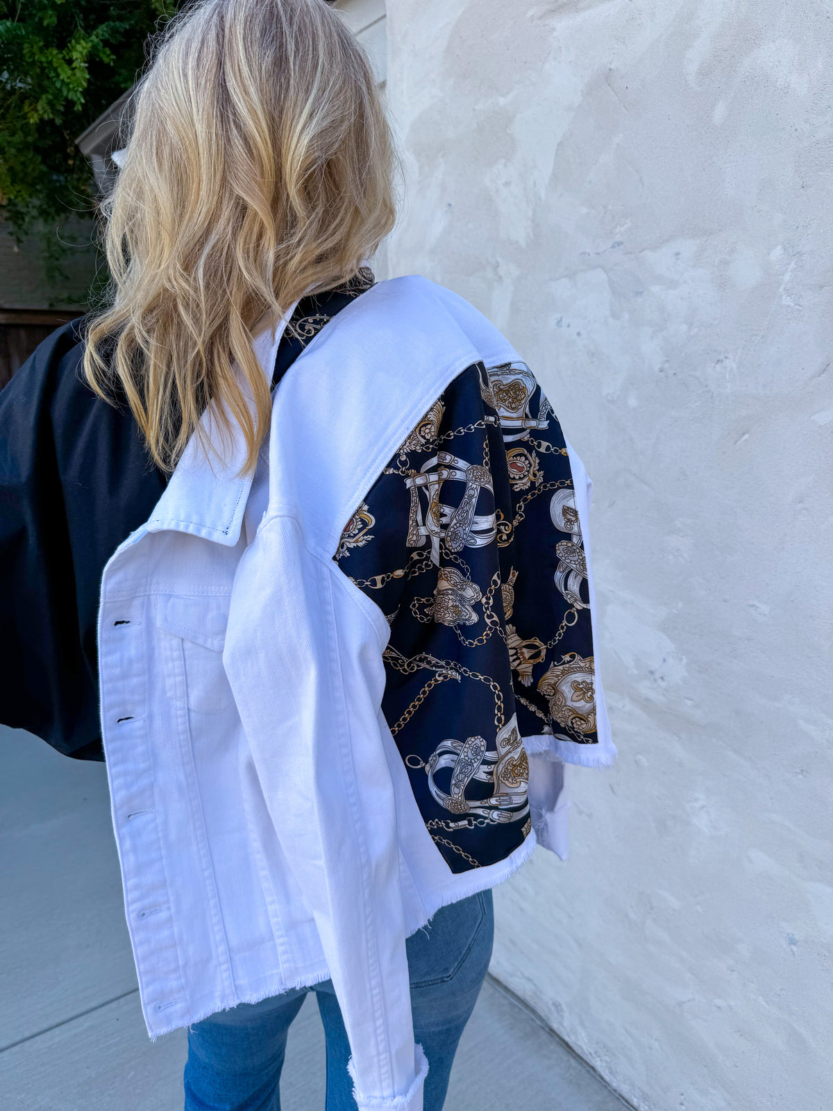 The White Denim Jacket - Black Stirrup