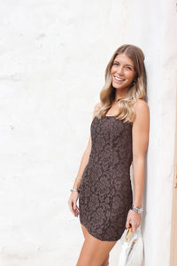 Brown Lace Corset Dress