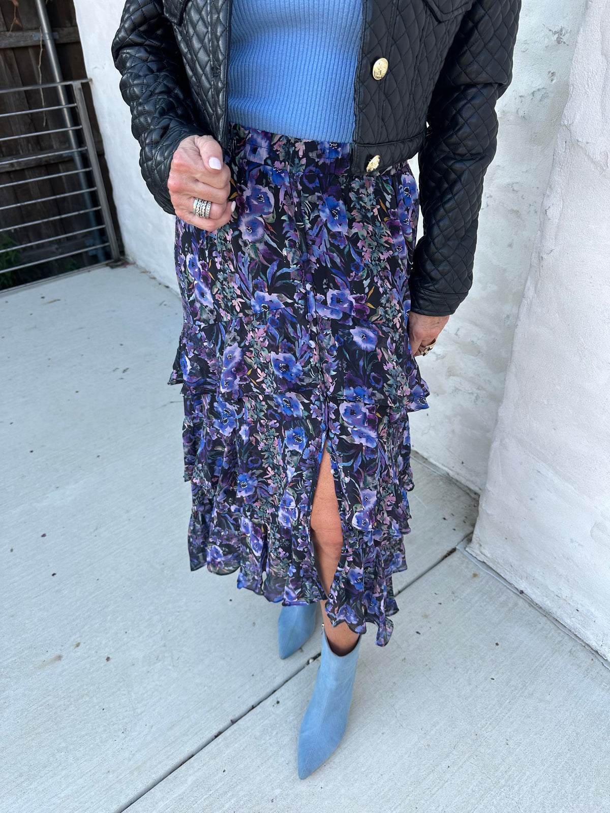 Ella Midi Skirt-Fall Florals