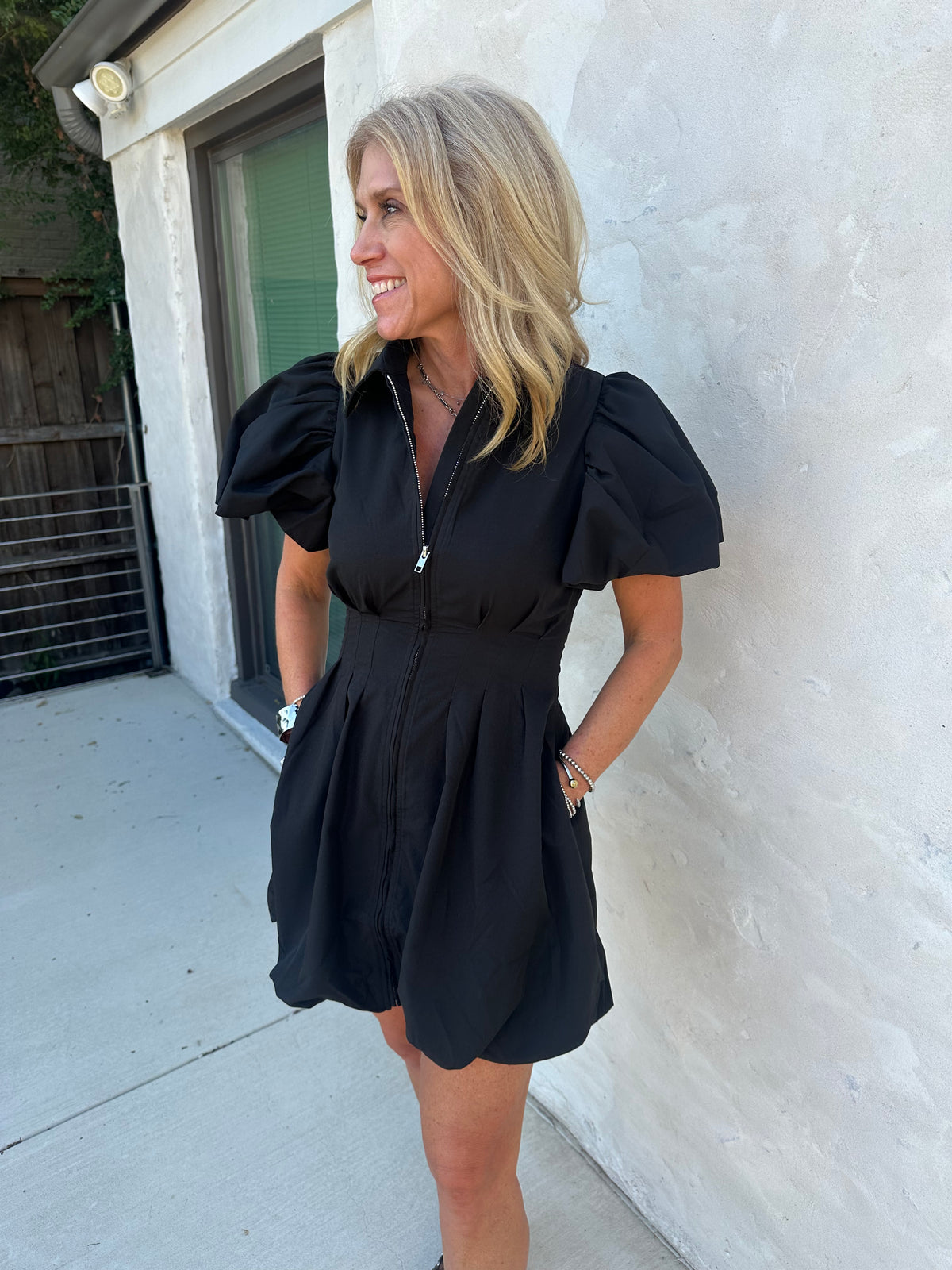 Black Bubble Mini Dress