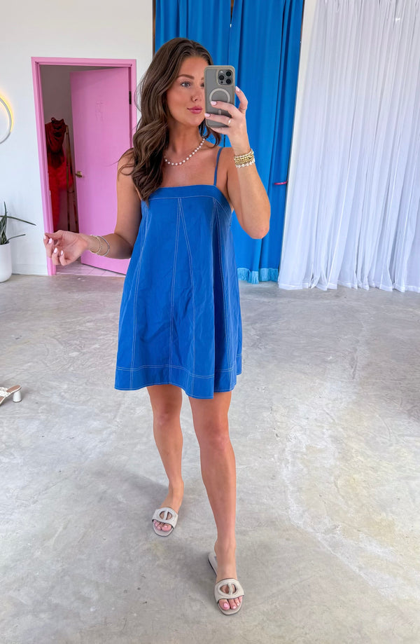 Ink Edge Mini Dress - Blue