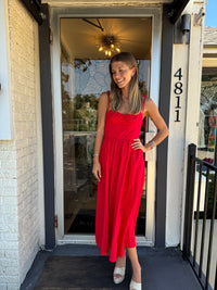 Tie Strap Maxi Dress - Red