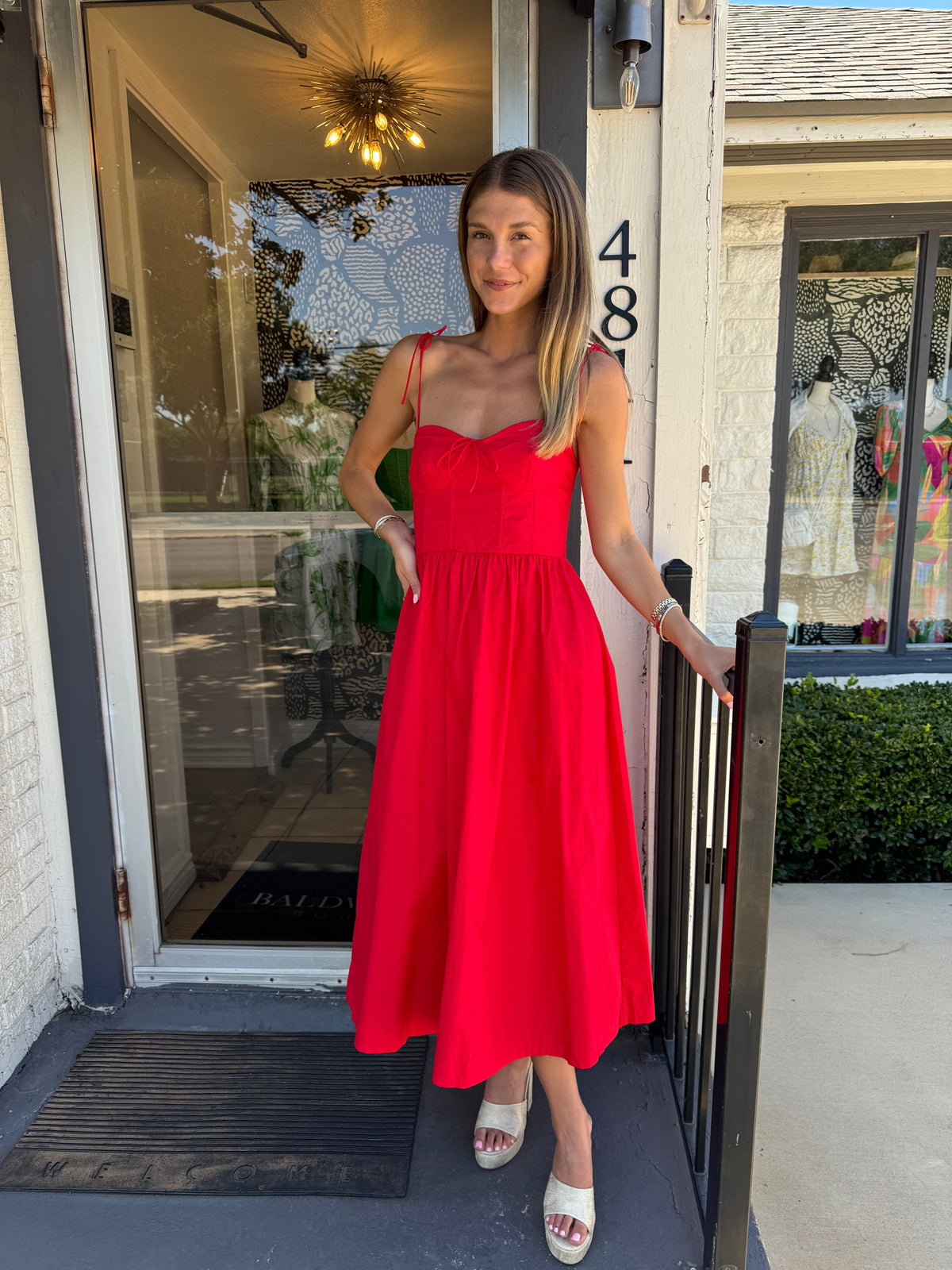 Tie Strap Maxi Dress - Red