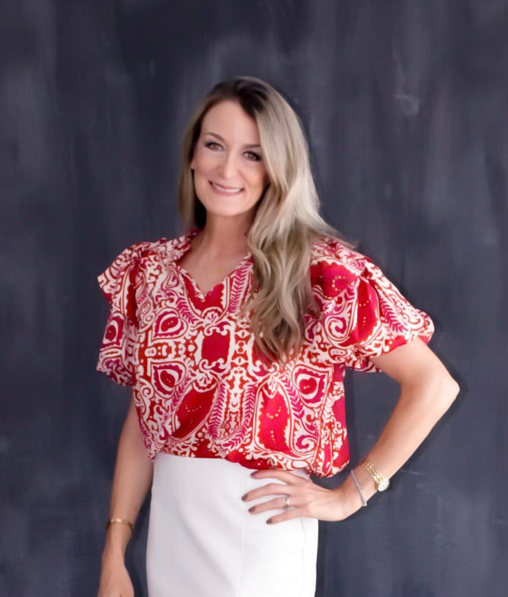Paisley Love Top - Ruby Red