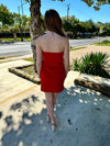 Florida Winter Strapless Dress-Red