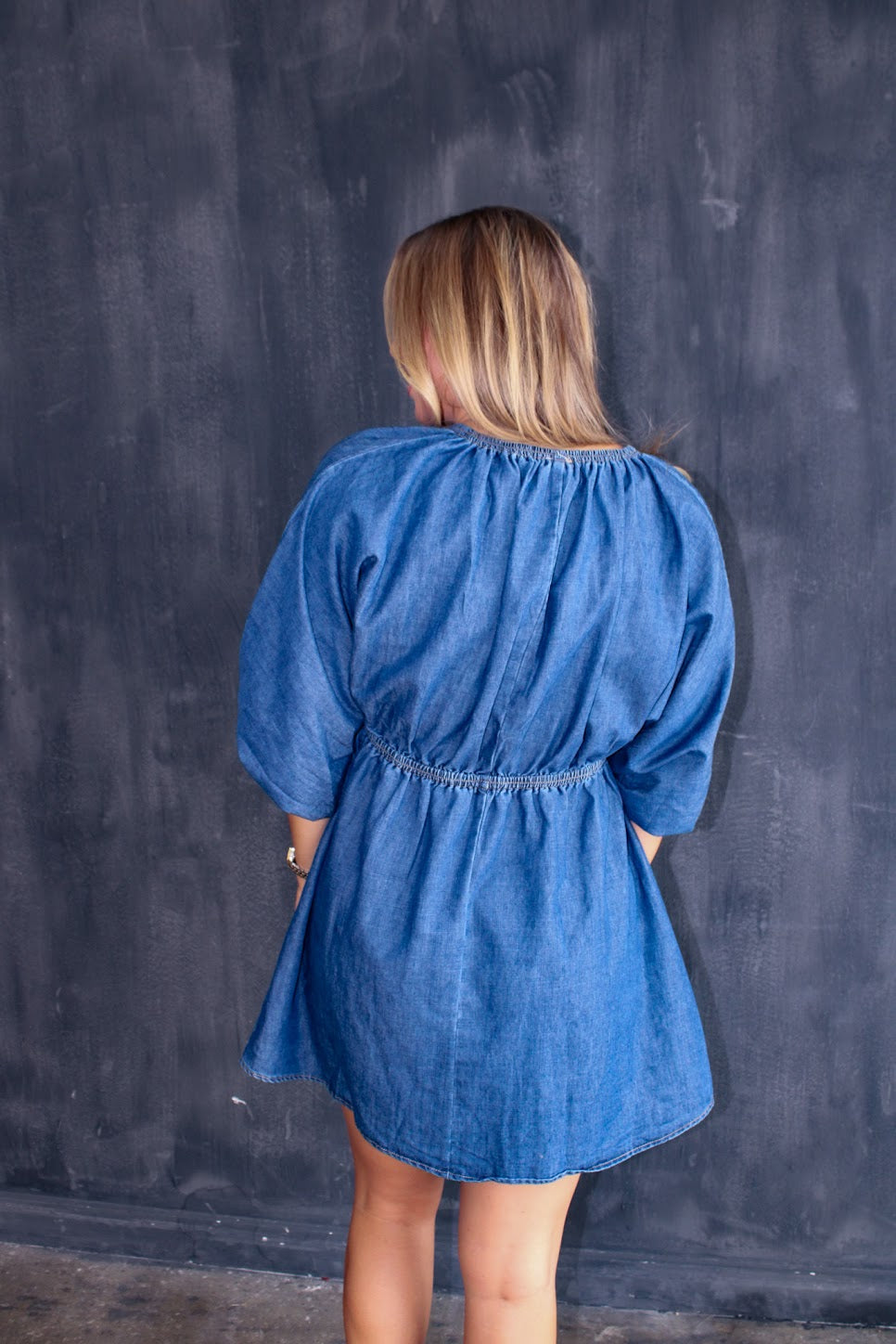 Denim Balloon Sleeve Dress