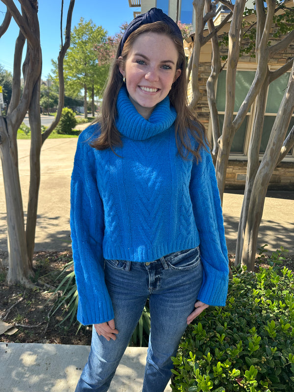 Blue Turtleneck Sweater