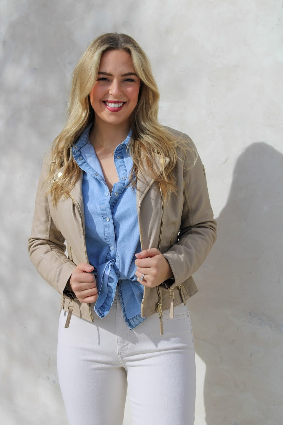 Blue Wash Tie Front Top