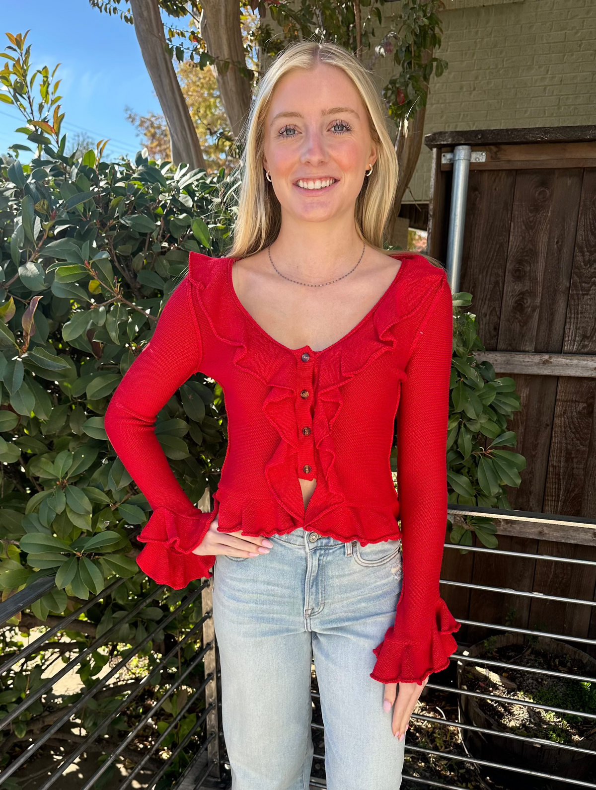 Cherry Ruffle Cardigan