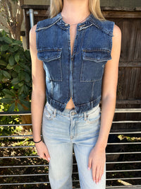 Boxy Crop Top-Dark Denim