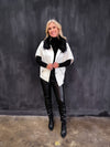 Fur Trim Cardigan - Ivory/Black
