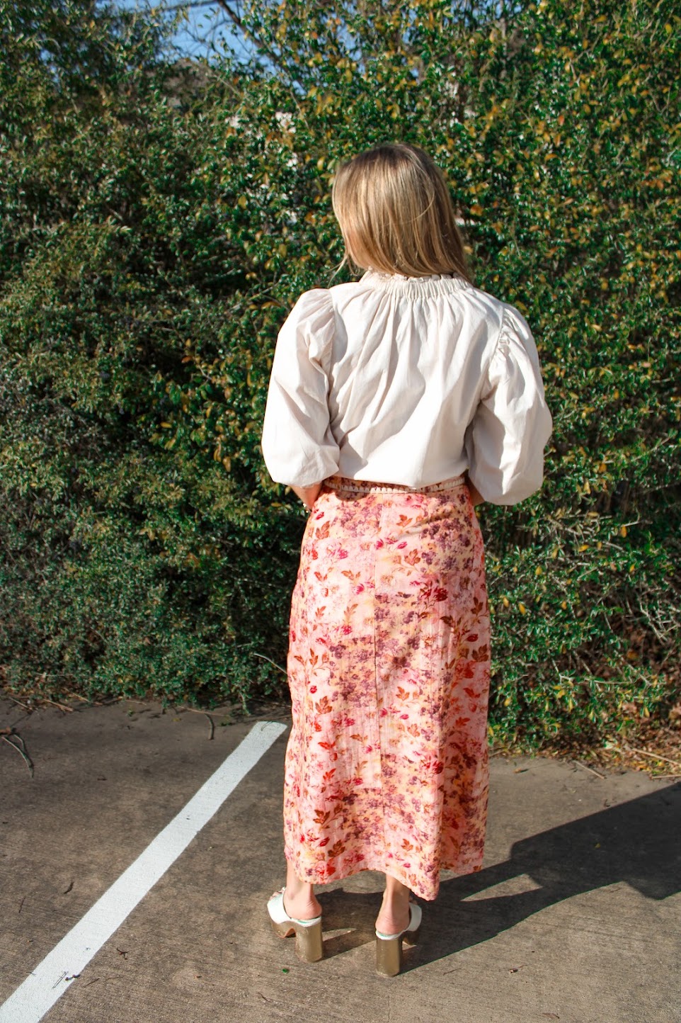 Portia Midi Skirt - Pink Ditsy