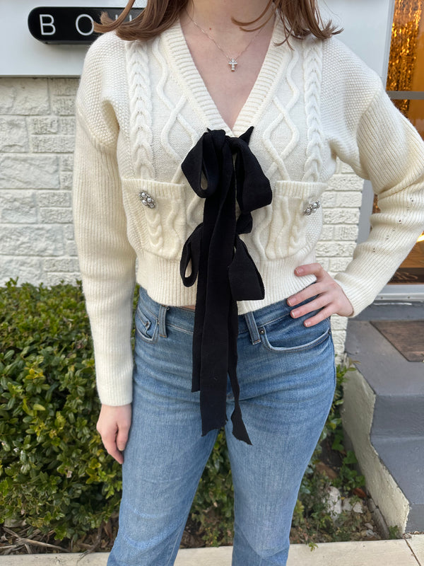 Ivory Bowtie Cardigan