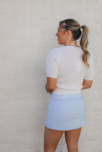 Cut Out Mini Skort - Powder Blue